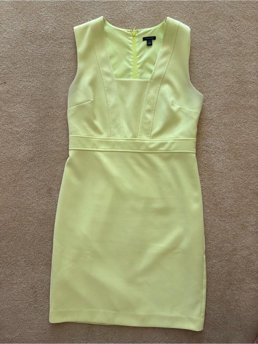 Ann Taylor Lemon Yellow Midi Sheath Dress